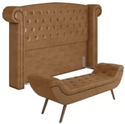 Cabeceira Cama Box King 195cm Provença e Recamier Veneto Z37 Sintético
