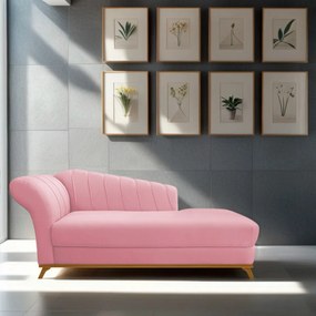 Recamier Vanessa 160cm Lado Direito Suede Rosa Bebê - ADJ Decor