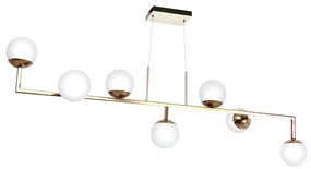 Pendente Retangular 130X36X42Cm Metal E Vidro 7 X G9 Globo Ø12Cm | Old... (CHAMPANHE / DOURADO BRILHO, FOSCO)