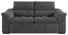 Sofá 2 Lugares 219cm Retrátil e Reclinável Com USB Next Veludo Grafite G46 - Gran Belo