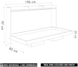Cama Solteiro Infantil Articulação Horizontal Isis Grafite A05 - Mpoze