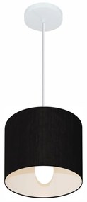 Lustre Pendente Cilíndrico Md-4046 Cúpula em Tecido 18x18cm Preto - Bivolt