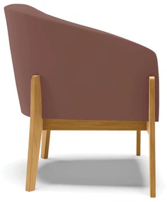 Poltrona Decorativa Base de Madeira Stella Veludo Rosê D03 - D'Rossi