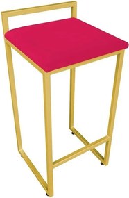 Conjunto 02 Banquetas Pietra Suede Base Dourado D03 - D'Rossi - Vermelho