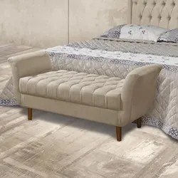 Divã Recamier Barcelona 150cm Linho Bege - Atraente Móveis