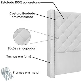 Cabeceira Cama Box Casal King 195cm Vicenza Corano Branco - Sheep Estofados - Branco