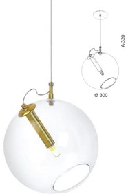 Pendente Globo Inclinado Ø30X32Cm Metal E Globo Ø30Cm 01Xg9 |Old Artis... (GRAFITE, CLEAR (TRANSPARENTE))