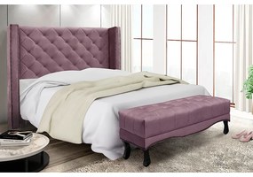 Cabeceira Cama Box Casal 140cm e Recamier Vicenza Veludo S04 - D'Rossi - Uva