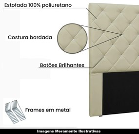 Cabeceira Decorativa Casal 1,40M Tàzio PU Marfim G63 - Gran Belo
