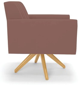 Kit 2 Poltronas Giratória Viena Gomada Veludo Base de Madeira MA30 - D'Rossi - Rose