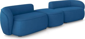 Sofá Versátil Sala de Estar Egito 322cm Modulado Veludo Azul G52 - Gran Belo