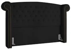 Cabeceira Cama Box Casal King 195cm Provença Z37 Veludo Preto - Mpozen