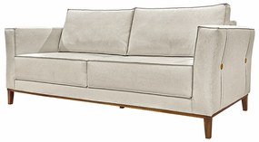 Sofá Decorativo 3 Lugares 210cm Pés em Madeira Tarantino Linho Off White Rústico G63 - Gran Belo