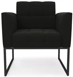 Sofá Namoradeira e 2 Poltronas Base Industrial Preto Ana Suede Preto -