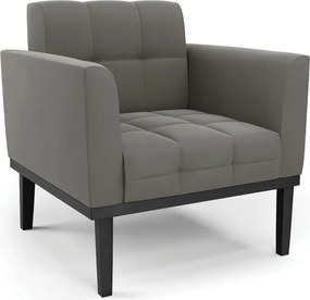 Poltrona Decorativa Karen Pés Fixo em Madeira Preto Suede Grafite G19 - Gran Belo