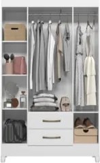 Guarda Roupa Solteiro 111cm 4 Portas Évora Z17 Branco - Mpozenato