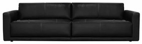 Sofá Aser 2 Lugares Fixo Couro Preto 280cm - 69823 Sun House