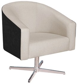 Poltrona Luiza Base Giratória de Metal Factor Preto e Linho - ADJ Decor