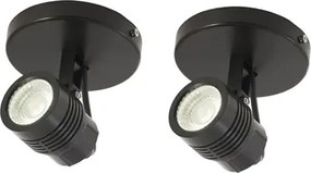 Kit 2 Spots LED Sobrepor Direcionável Abs Preto 6W IP65