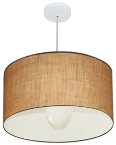 Lustre Pendente Cilíndrico Md-4169 Cúpula em Tecido 60x30cm Palha - Bivolt