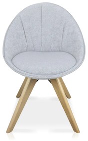 Cadeira Giratória Estela Jacquard Gelo Base Madeira - D'Rossi