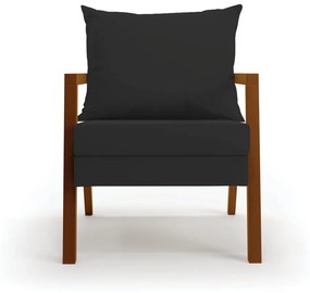 Poltrona Alice Veludo Preto Base de Madeira D03 - D'Rossi