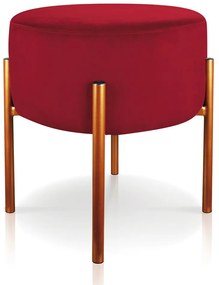 Kit 04 Puffs Iron Suede Base Metálica Cobre - Vermelho