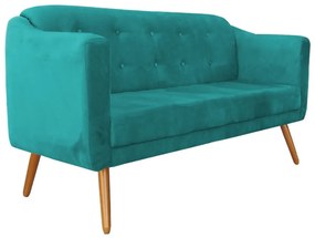 Namoradeira Bruna 1,60 m 3 Lugares Pés Palito Suede Azul Tiffany