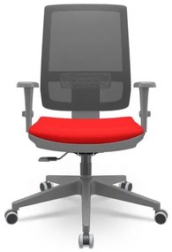 Cadeira Brizza Diretor Grafite Tela Preta Assento Aero Vermelho Base RelaxPlax Piramidal - 66287 Sun House