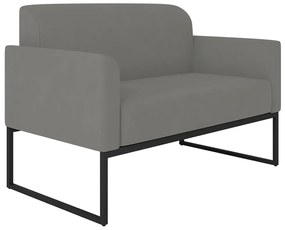 Poltrona Namoradeira Decorativa Isabella Base Industrial Suede Grafite/Preto G19 - Gran Belo