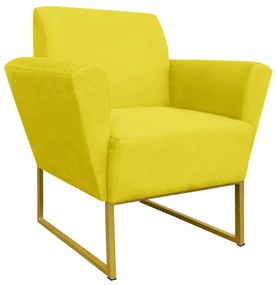Poltrona Dora Suede Base Metálica Dourado D'Rossi - Amarelo