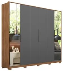 Guarda Roupa Casal Com Pés 6 Portas 2 Com Espelhos Atrice D02 Amendol