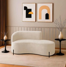 Sofá 2 Lugares Orgânico 140cm Pé Preto Morgan Veludo/Cotelê D03 - D'Rossi - Bege