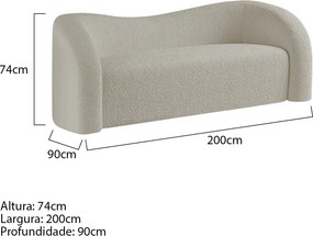 Sofá Curvo 3 Lugares Orgânico Sala Recepção Escritório Coréia 200cm Linho