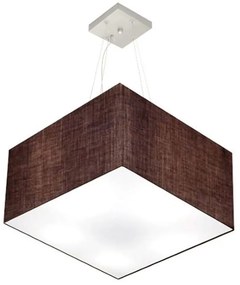 Lustre Pendente Quadrado Md-4075 Cúpula em Tecido 30/50x50cm Café - Bivolt