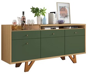 Buffet Aparador Decorativo Noeli com Bandeja Lateral Verde Pistache/Freijó G26 - Gran Belo
