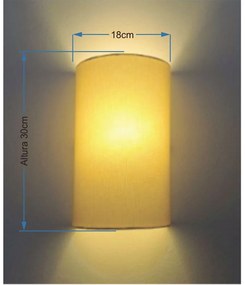 Arandela Meia Cana Md-2031 Cúpula em Tecido 30/18x16cm Algodão Crú - Bivolt