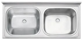 Tanque Duplo Tramontina Hera Duo Plus 2C 30 + 30 L em Aço Inox Acetinado 120 x 55 cm