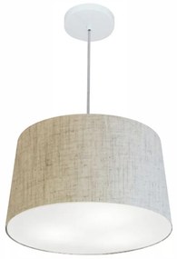 Lustre Pendente Cone Md-4247 Cúpula em Tecido 30/45x40cm Rustico Bege - Bivolt