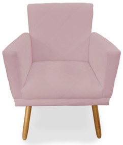 Poltrona Decorativa Lívia Pés Palito Suede Rosa - Sheep Estofados - Rosa