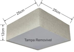 Plafon Quadrado Md-3000 Cúpula em Tecido 25x25x25cm Rústico Bege - Bivolt