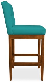 Kit 2 Banquetas Valencia Base de Madeira Maciça Veludo Azul Tiffany