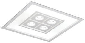 Luminária De Embutir Focus Quadrado C/ Aba 8Xe27 + 4Xmr16 50X50X10Cm |... (CP-M - Champagne Metálico)
