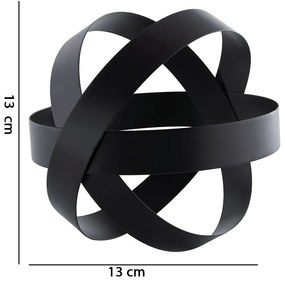 Escultura de Esfera Decorativa Preto Em Metal 13 Cm  - D'Rossi