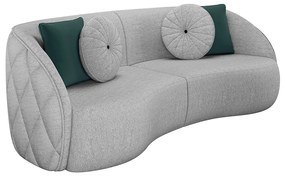 Sofá Decorativo 240cm com Almofadas Redondas Clarke Linho Cinza G45 - Gran Belo