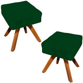 Kit 2 Puffs Decorativos Base Giratória Karen Suede Verde G19 - Gran Belo
