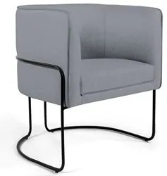 Poltrona Decorativa Base Aço Betina C-416 Linho Cinza Escuro - Domi