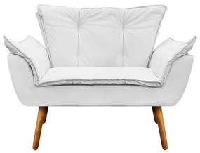 Namoradeira e 2 Poltronas Pé Palito Castanho Opala Corino D03 - D'Rossi - Branco