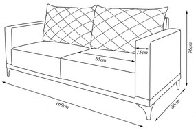 Sofá Living 2 Lugares com Pés de Ferro Almofadas Soltas 160cm Neso Bouclê Off White G63 - Gran belo