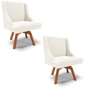 Cadeira Sala de Jantar Giratória MM35 kit 2 Liz Bouclê D03 - D'Rossi - Off White